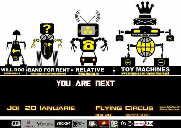 2011.IAN.20. Flying Circus. Relative. Toy Machines. Band for Rent. Will Doo