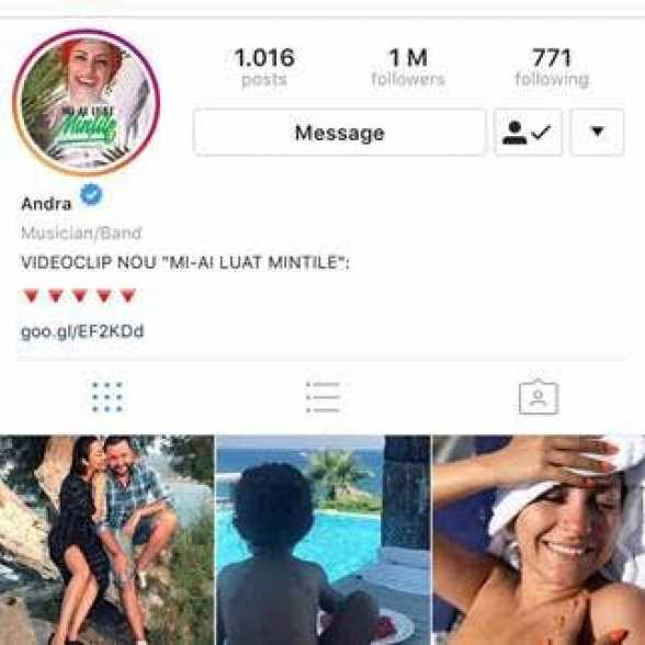 Andra a atins pragul de 1.000.000 de followers pe Instagram